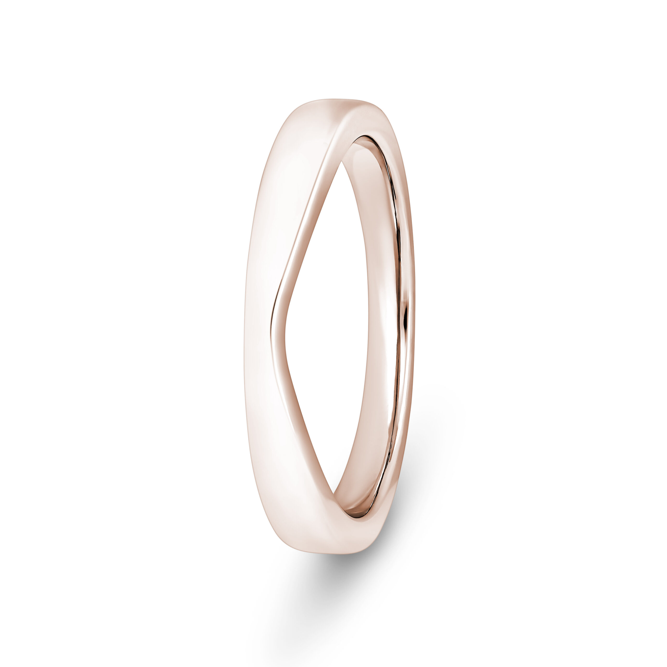 WAV-250-P-R 18k Rose Gold Plain Slight V-Shape Wedding Band Ring - 3 mm - Image 1