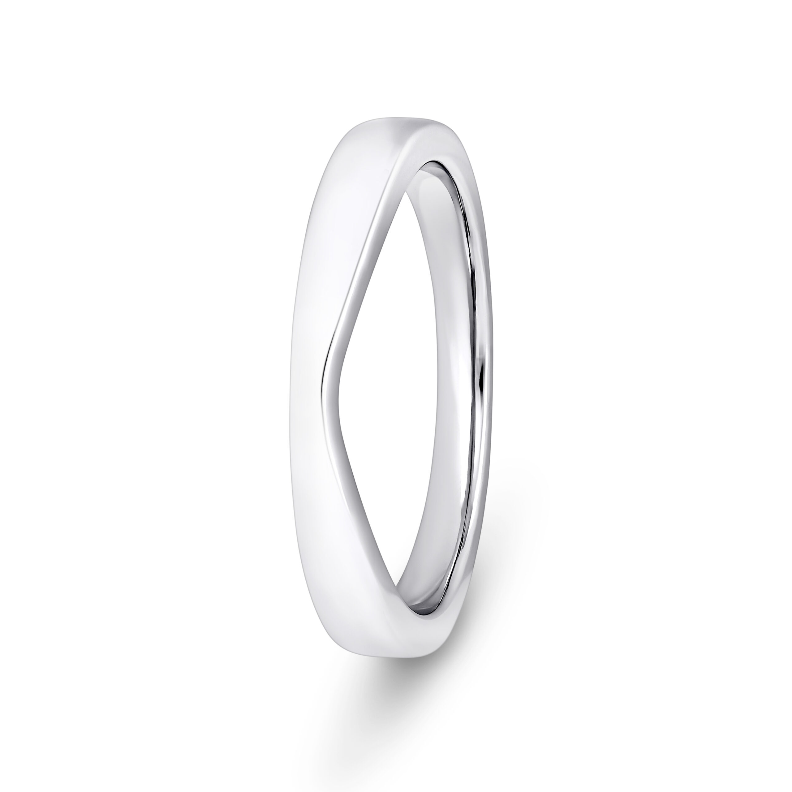 18k White Gold Plain Slight V-Shape Wedding Band Ring - 3 mm - Image 1