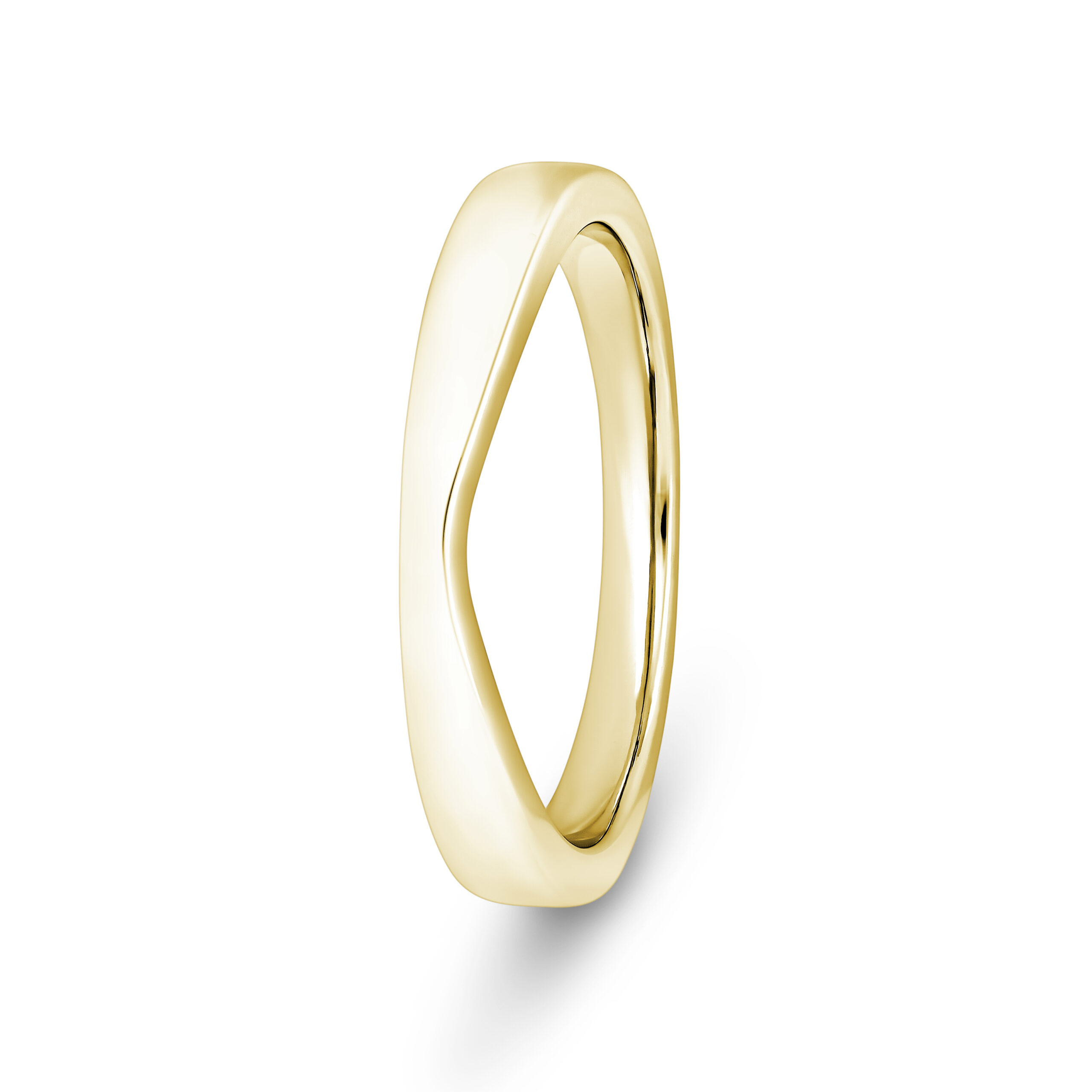 18k Yellow Gold Plain Slight V-Shape Wedding Band Ring - 3 mm - Image 1