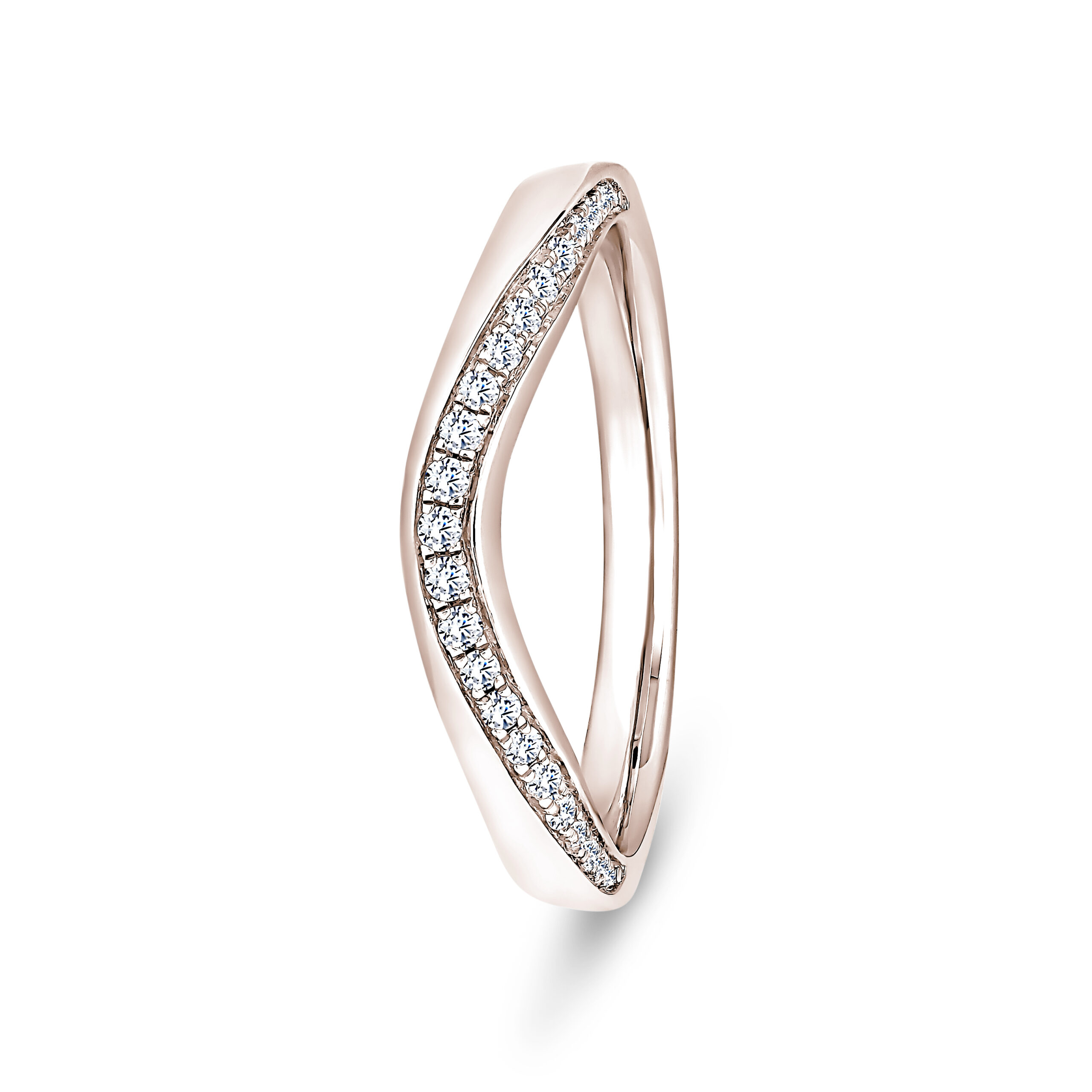 18k Rose Gold V-Shaped Diamond Channel Set Eternity Ring - 3 mm - Image 1