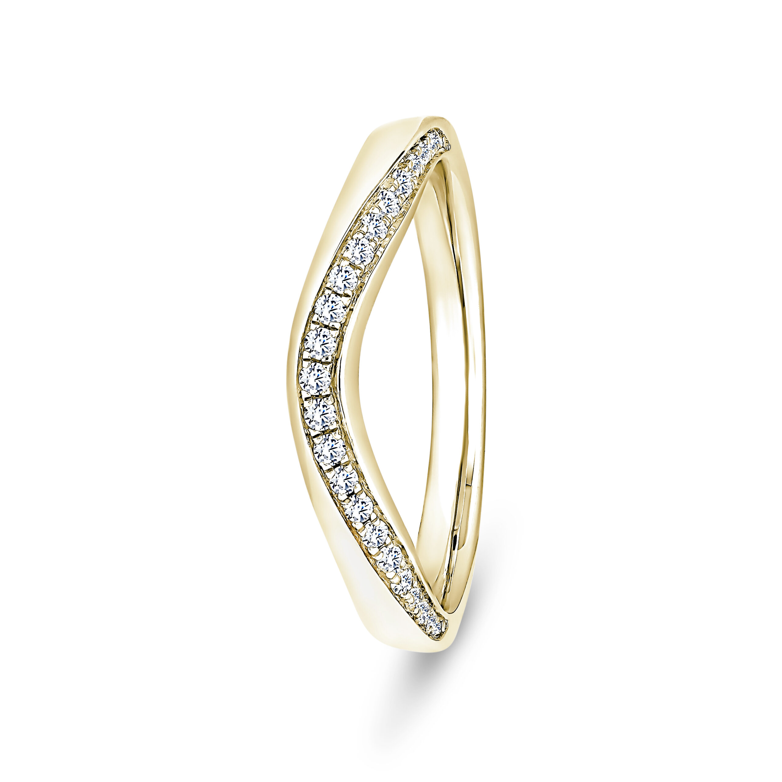9k Yellow Gold V-Shaped Diamond Channel Set Eternity Ring - 3 mm - Image 1