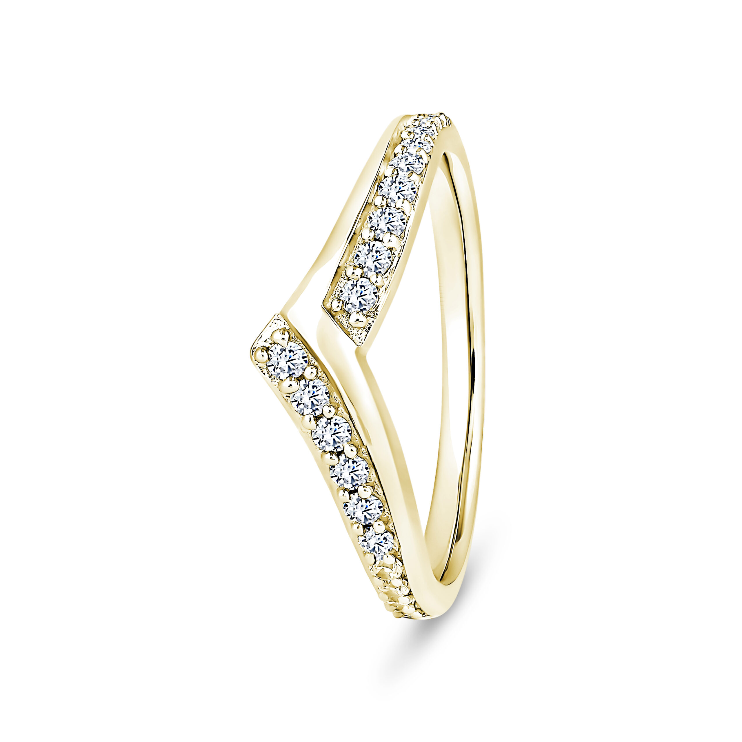 18k Yellow Gold V-Shaped Diamond Eternity Ring - Image 1