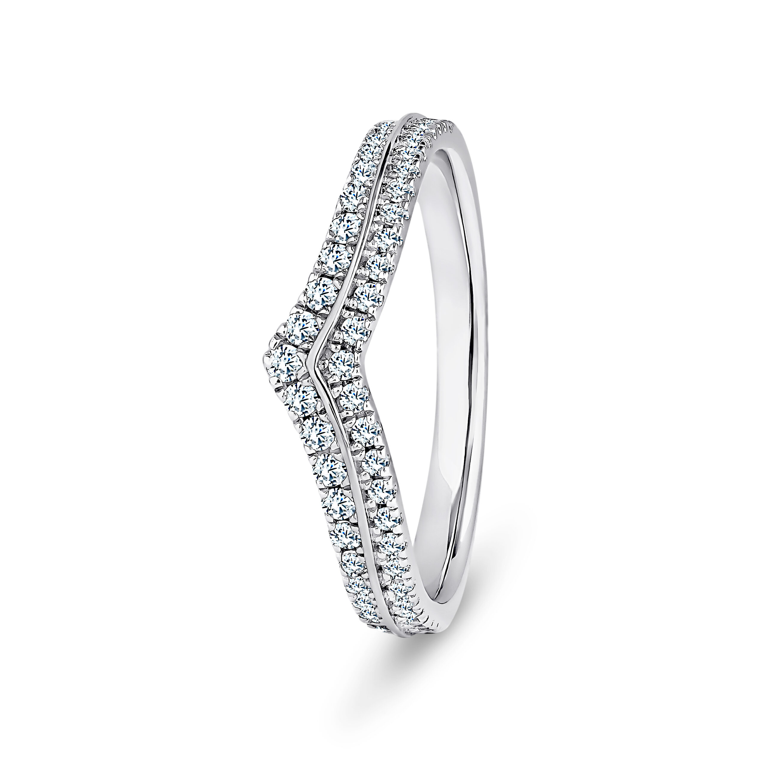 950 Platinum Double Row Wishbone Diamond Eternity Ring - Image 1