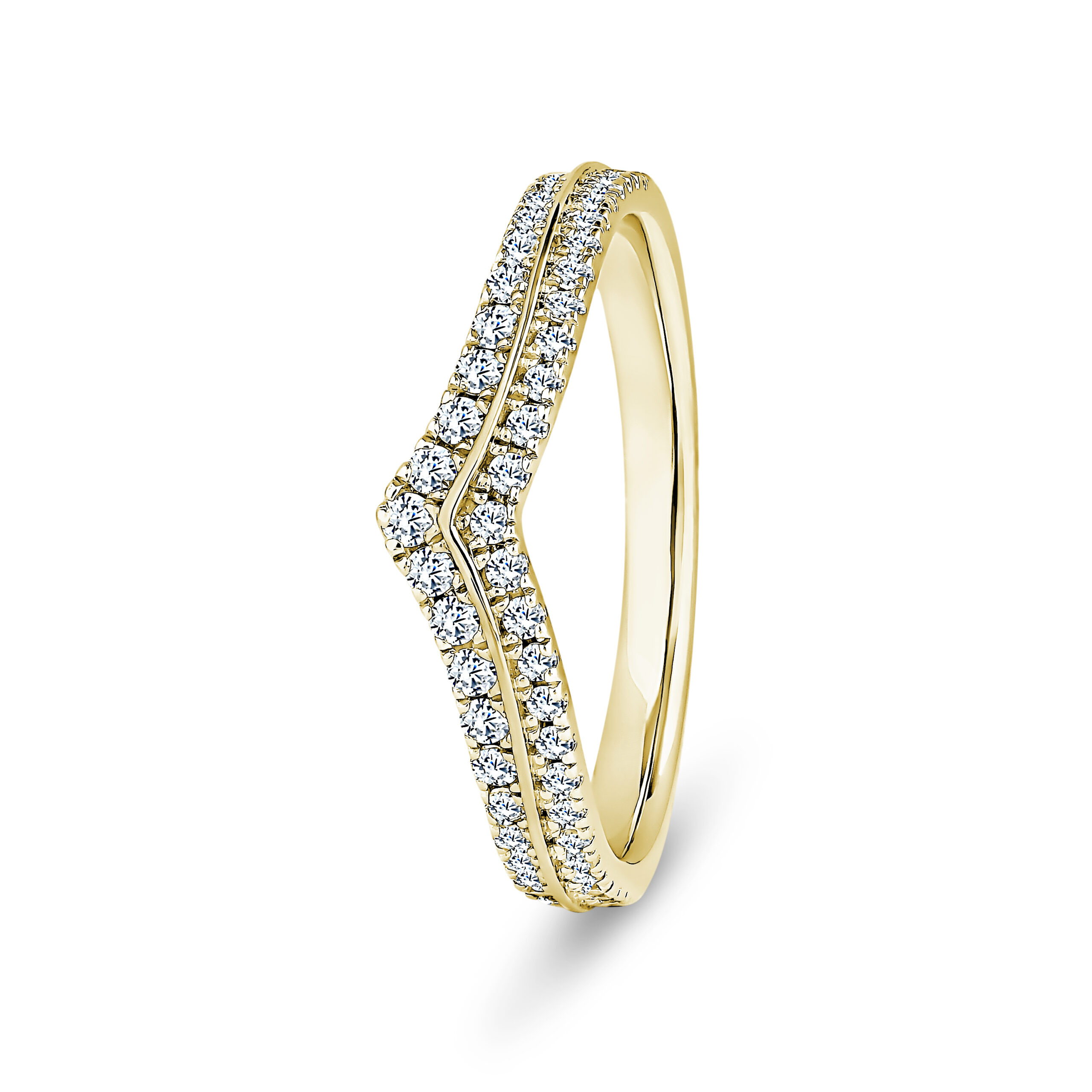 18k Yellow Gold Double Row Wishbone Diamond Eternity Ring - Image 1