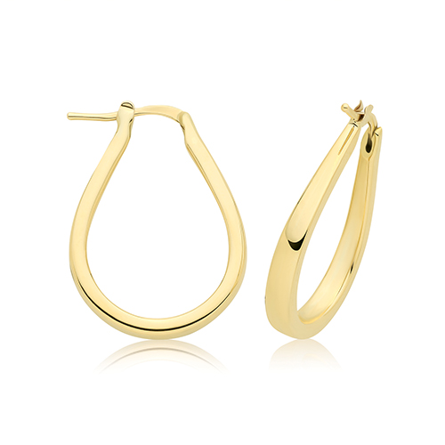 9k Yellow Gold Teardrop Hoop Earrings - 28.5 x 21 mm - Image 1