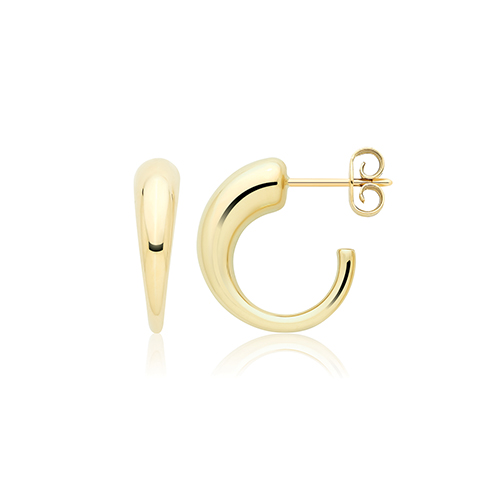 9k Yellow Gold Graduated Hoop Earrings - 18x16 mm - Image 1