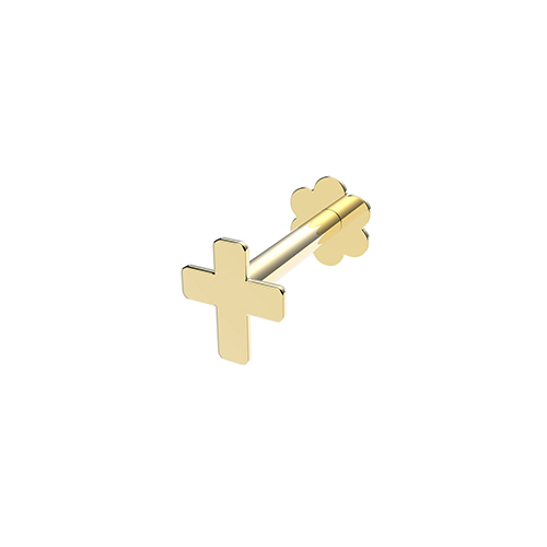 9k Yellow Gold Cross Cartilage Stud - THES2032 - Image 1