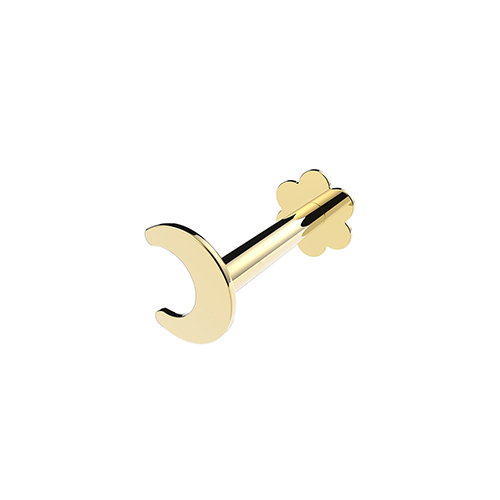 9k Yellow Gold Moon Cartilage Stud - THES2033 - Image 1