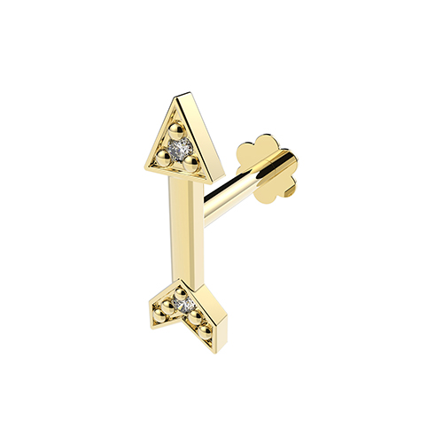 9k Yellow Gold Cz Arrow Cartilage Stud - THES2036 - Image 1