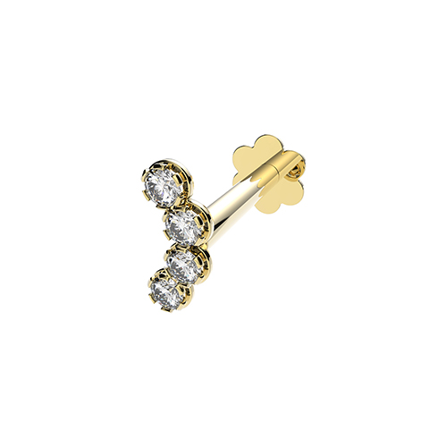 9k Yellow Gold Cz Curved Bar Cartilage Stud - THES2038 - Image 1