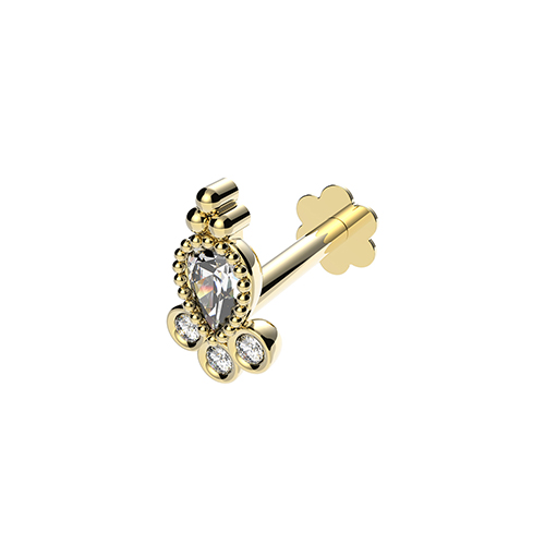 9k Yellow Gold Fancy Cz Cartilage Stud - THES2044 - Image 1