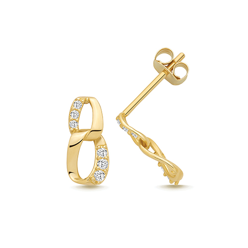 9k Yellow Gold Stone Set Double Linked Drop Earrings - 10.5x5 mm - Image 1
