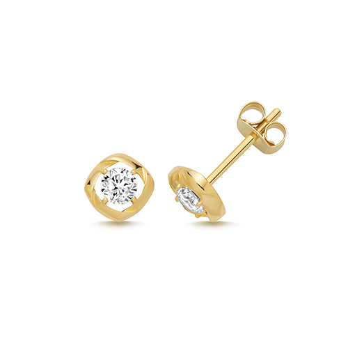 9k Yellow Gold Fancy Cz Stud Earrings - 5.5x5.5 mm - Image 1