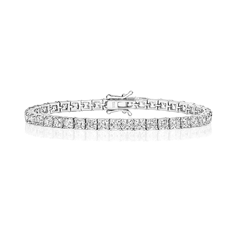 925 Sterling Silver Asscher Cut Claw Set Tennis Bracelet - 4 mm - Image 1