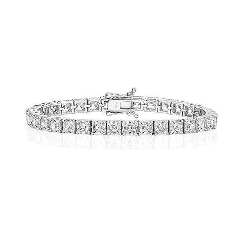 925 Sterling Silver Asscher Cut Claw Set Tennis Bracelet - 5 mm - Image 1