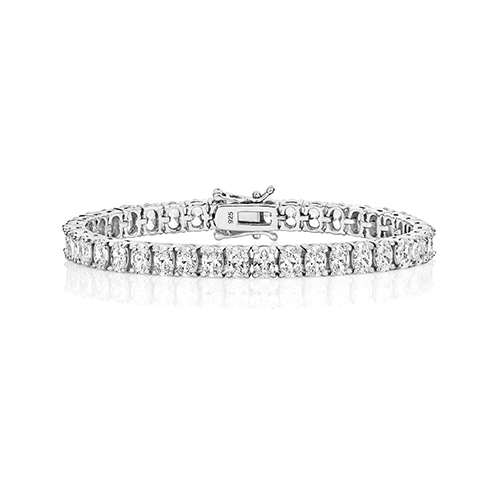 925 Sterling Silver Vertical Oval Cut Claw Set Tennis Bracelet - 6x4 mm - Image 1