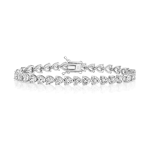 925 Sterling Silver Heart Cut Claw Set Tennis Bracelet - 5 mm - Image 1