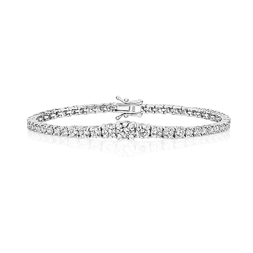925 Sterling Silver Graduated Round Claw Set Tennis Bracelet - Image 1