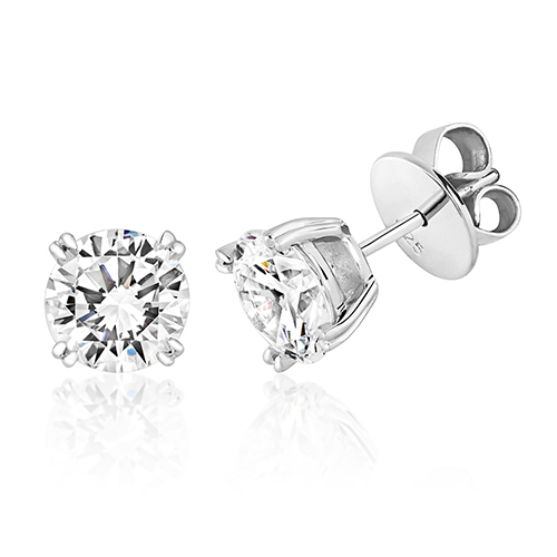 925 Sterling Silver Twin Claw Cz Studs - 8 mm - Image 1