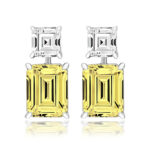925 Sterling Silver Claw Set Drop Asscher and Emerald Cut Cz Earrings - 5 x 7x9 mm - Image 2
