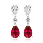 925 Sterling Silver Claw Set Triple Drop Round and Pear Cut Cz Earrings - 7x5 x 9x6 mm - Image 3