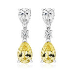 925 Sterling Silver Claw Set Triple Drop Round and Pear Cut Cz Earrings - 7x5 x 9x6 mm - Image 5