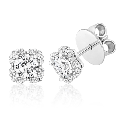 925 Sterling Silver Cushion Shaped Fancy Cluster Cz Earrings - 5 mm - Image 1