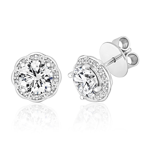 925 Sterling Silver Round Fancy Cluster Cz Earrings - 7 mm - Image 1