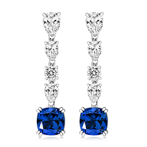 925 Sterling Silver Pear Round and Cushion Cut Cz Earrings - 8 mm - Image 1
