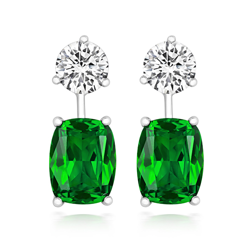 925 Sterling Silver Round and Elongated Cushion Cut Cz Earrings - 5x9x7 mm - Image 1