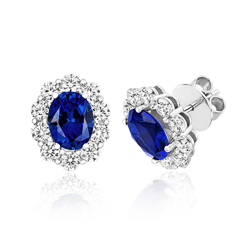 925 Sterling Silver Cluster Set Oval Cut Cz Earrings - 9x7 mm - Image 1
