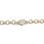 9k Yellow Gold Cz Heart Belcher Bracelet - 10x7.5 mm - Image 3