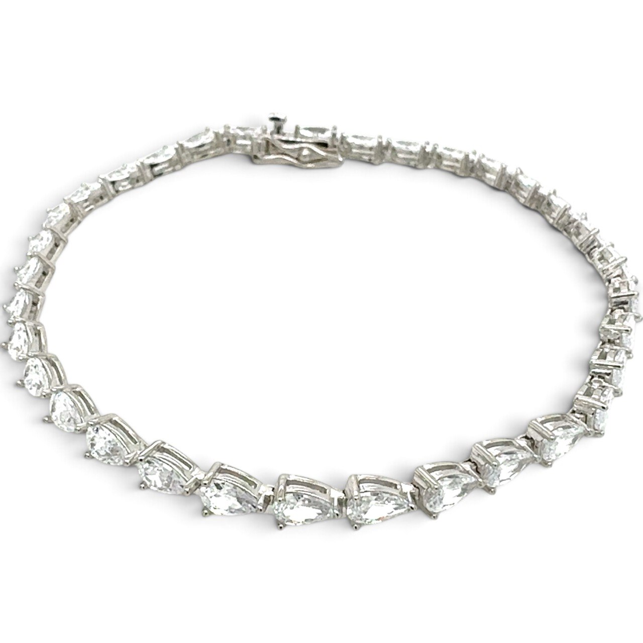 925 Sterling Silver Pear Cut Claw Set Tennis Bracelet - 3.5 mm - Image 1