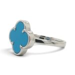 925 Sterling Silver Clover Turquoise Ring - 14 mm - Image 3