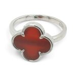 925 Sterling Silver Clover Carnelian Ring - 14 mm - Image 2