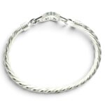 925 Sterling Silver Pink Cz Open Heart Hook Bangle - 16x6 mm - Image 4
