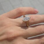 18k Yellow Gold Lab Grown Marquise Diamond Set Ring - Image 8