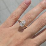 18k Yellow Gold Lab Grown Pear Shape Diamond Set Ring - Image 5