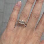 18k Yellow Gold Lab Grown Emerald Cut Trilogy Diamond Set Ring - Image 6