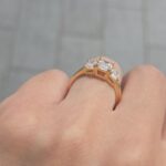 18k Yellow Gold Lab Grown Emerald Cut Trilogy Diamond Set Ring - Image 8