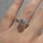 18k Yellow Gold Lab Grown Round Diamond Set Halo Ring - Image 5