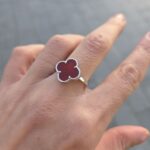 925 Sterling Silver Clover Carnelian Ring - 14 mm - Image 7