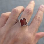 925 Sterling Silver Clover Carnelian Ring - 14 mm - Image 5