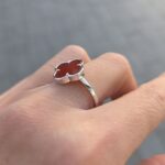 925 Sterling Silver Clover Carnelian Ring - 14 mm - Image 6