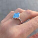 925 Sterling Silver Clover Turquoise Ring - 14 mm - Image 6