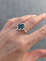 925 Sterling Silver Clover Malachite Ring - 14 mm - Image 6