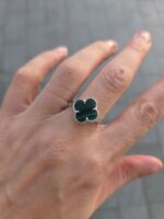 925 Sterling Silver Clover Malachite Ring - 14 mm - Image 7