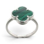 925 Sterling Silver Clover Malachite Ring - 14 mm - Image 2