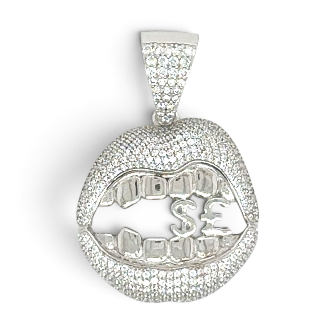 925 Sterling Silver Mouth Cz Pendant - Image 1