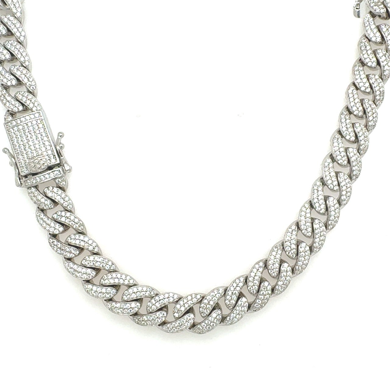 925 Sterling Silver Cz Cuban Chain - 9 mm - Image 1